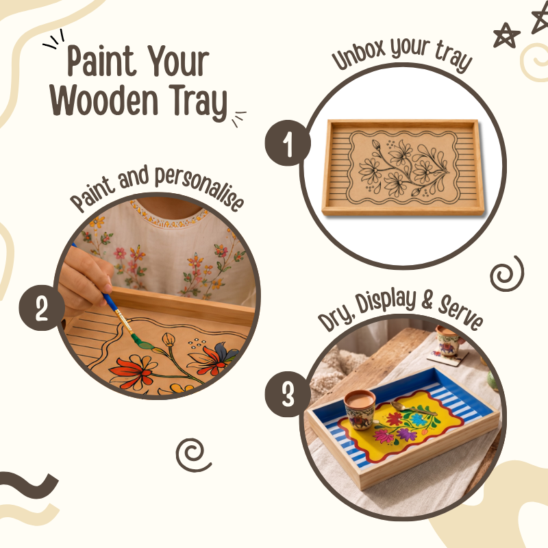Kalavio DIY Wooden Tray Painting Kit (Set - 01)