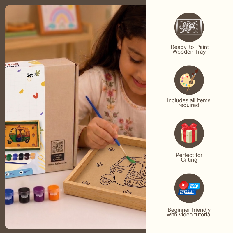 Kalavio DIY Wooden Tray Painting Kit (Set - 03)