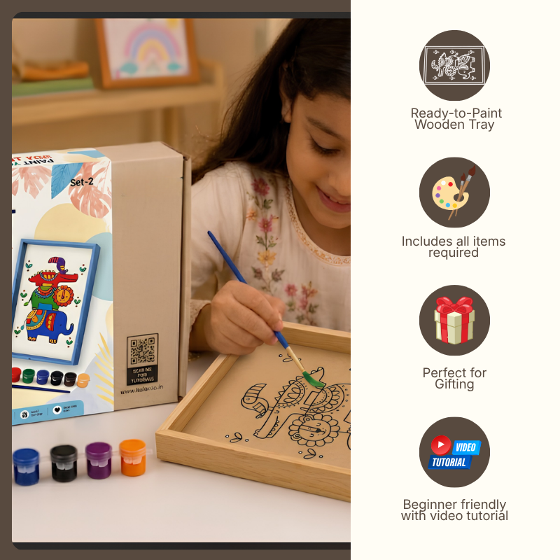 Kalavio DIY Wooden Tray Painting Kit (Set - 02)