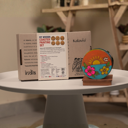 Kalavio DIY Wooden Coaster Painting Kit (Set - 02)