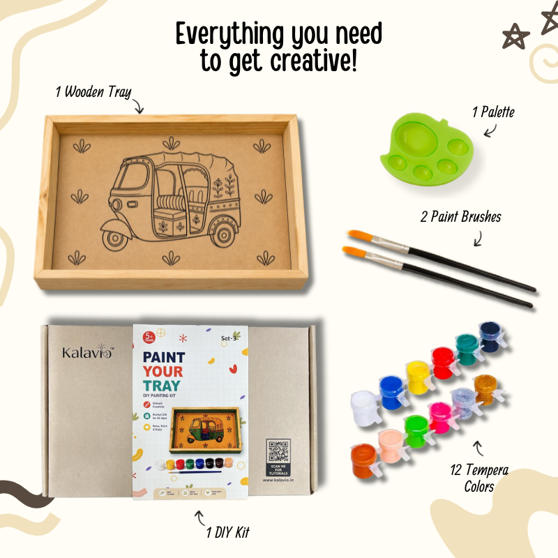 Kalavio DIY Wooden Tray Painting Kit (Set - 03)