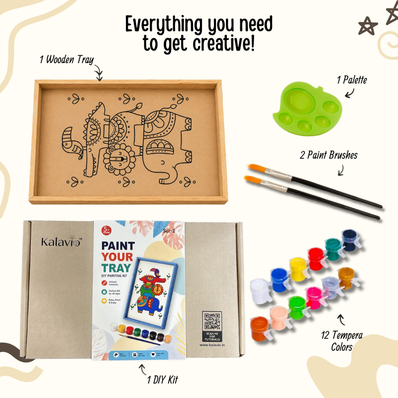 Kalavio DIY Wooden Tray Painting Kit (Set - 02)