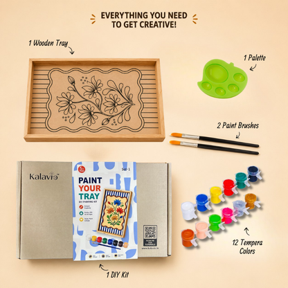 Kalavio DIY Wooden Tray Painting Kit (Set - 01)
