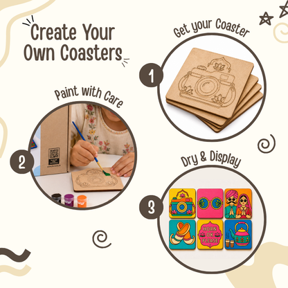 Kalavio DIY Wooden Coaster Painting Kit (Set - 01)
