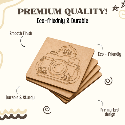 Kalavio DIY Wooden Coaster Painting Kit (Set - 01)