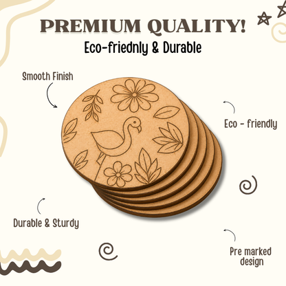 Kalavio DIY Wooden Coaster Painting Kit (Set - 02)